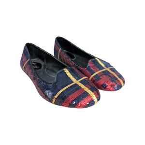 Coach Debrorah Tartan Sequin Plaid Ballet Flats Slip On Womens 6.5 Shoes Preppy